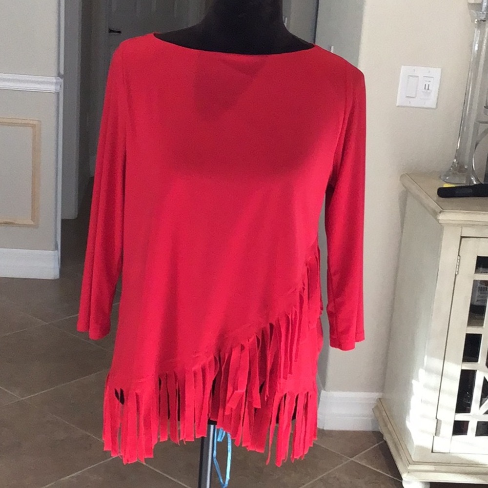 IC by Connie fringe top, red, size small